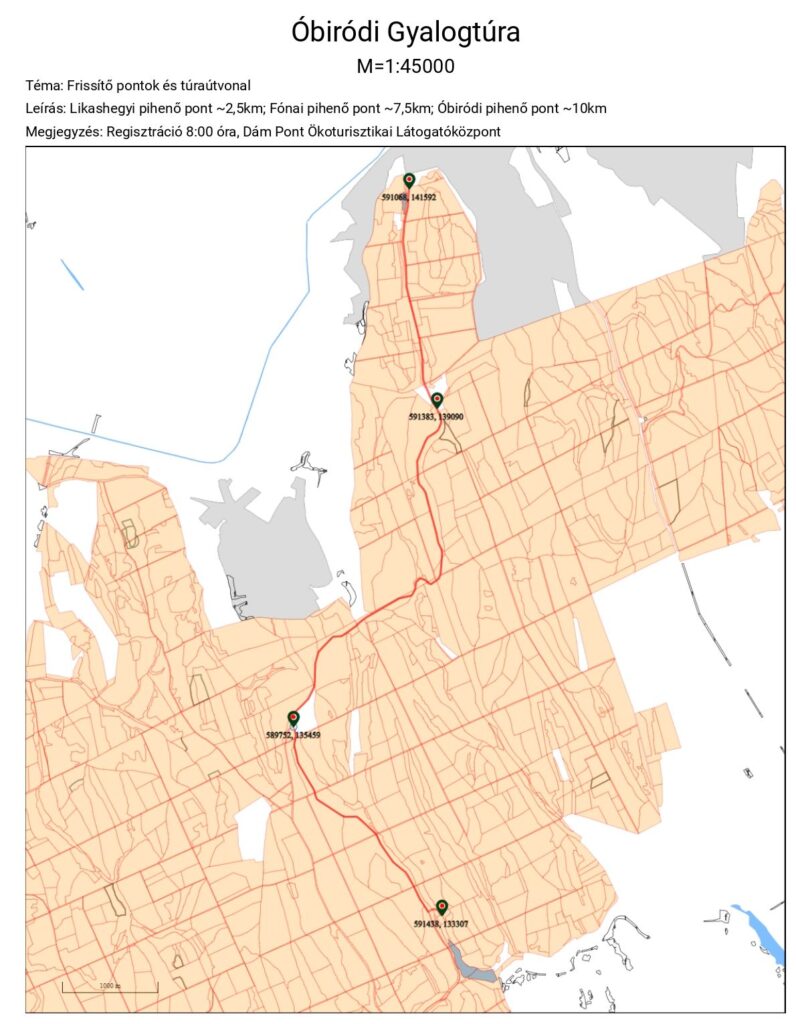 Obiródi teljesítménytúra - útvonal és frissítőpontok